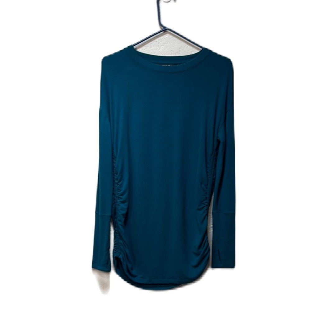 Athleta Blue Fitted Gathered Long Sleeve Top Size XS